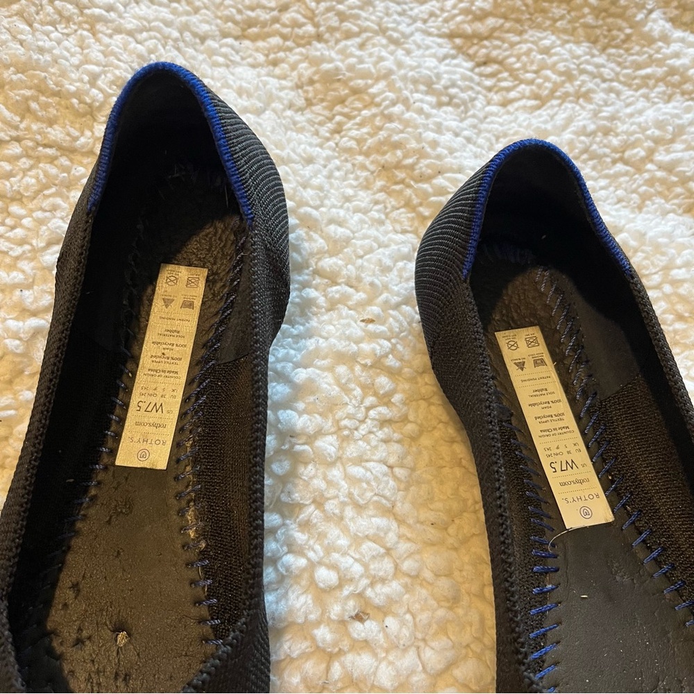 Rothy's The Point Womes Shoes Black 7.5 Knit Slip On Pointed Toe Ballet Flat - Picture 14 of 14